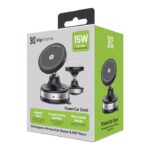 Klip Xtreme Cargador Inalámbrico Magnético 15W para Auto con Soporte 360°, Compatible MagSafe y USB-C-KCW-250