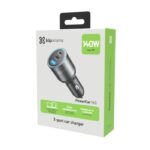 Klip Xtreme PowerCar 140 Cargador de Carro 140W GaN PD | 2 USB-C + 1 USB-A QC 3.0 | Carga Rápida para Laptop, Tablet y Smartphone-KCC-140