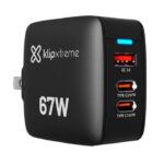 Klip Xtreme PowerWall 67 Cargador de Pared x2 Puertos USB-C + x1 Puerto USB-A, 67W-KMC-500